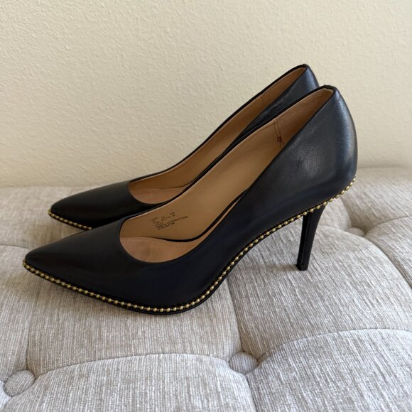 COACH Black Leather High Heel Shoe size 7.5 - Picture 10 of 16
